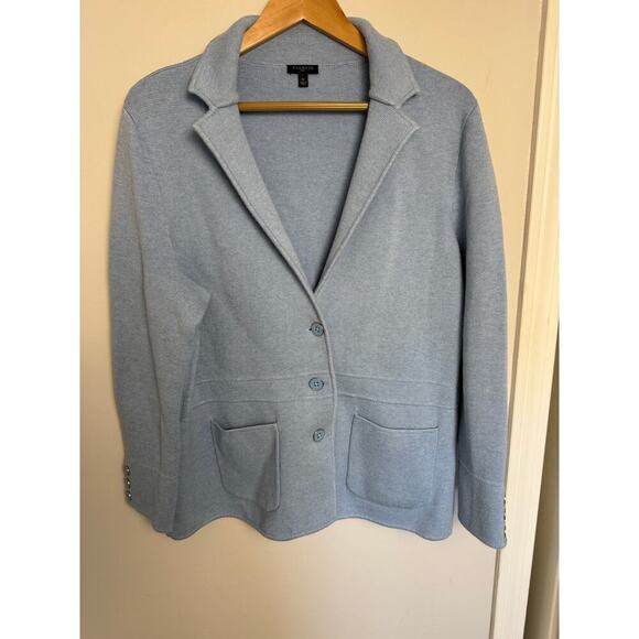 Talbots Jackets & Blazers - TALBOTS Ponte Knit Blazer Sz 1X PLUS Sky Blue 3-Button Career Business Preppy